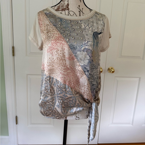 NWT Anthropologie Tiny Peacock Patchwork Side Tie Satin Front - Small - Picture 1 of 8